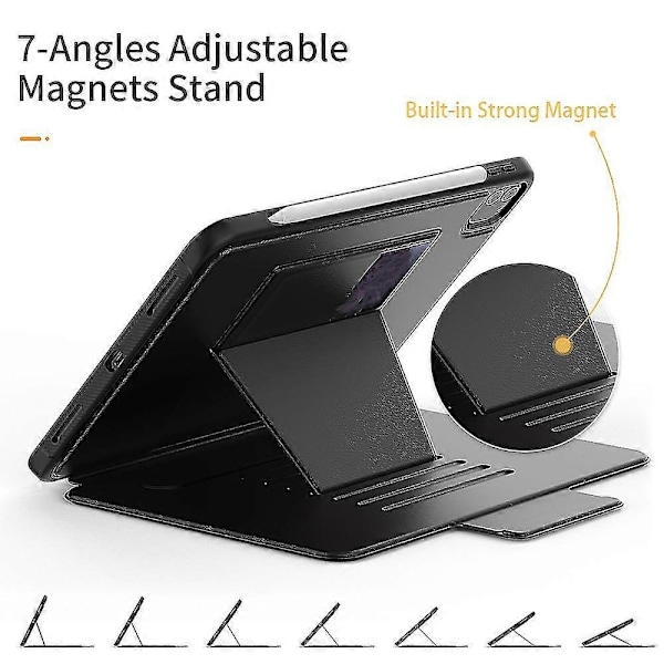 Tabletveske for Ipad Pro 11 tommer Multifunksjon Flip Top Tabletveske med Pennholder (2020) Svart