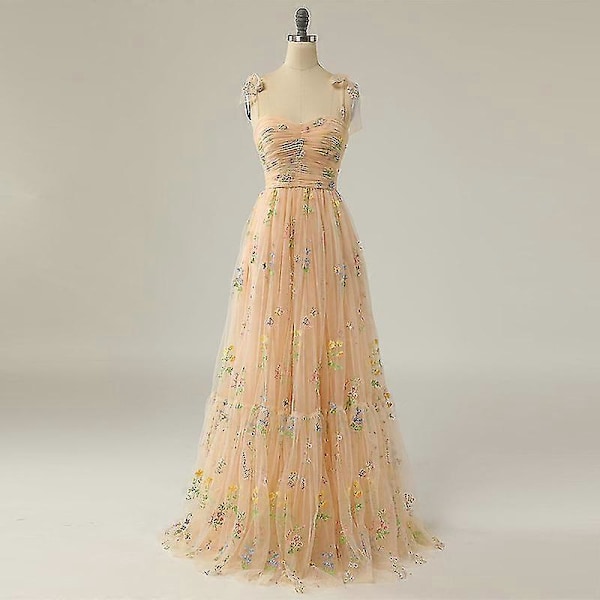 Kjoler til Kvinder Hjemkomst Kjoler Pufærme Blomsterbroderi Tyl Formelle Kjoler champagne 2 XL