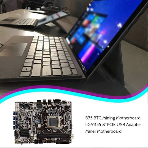 B75 Eth Louhintakäyttöön Tarkoitettu Emolevy 8xpcie Usb:hen+g530 Cpu+4pin Sata-kaapeliin+sata-kaapeli+kytkinkaapeli Lga115