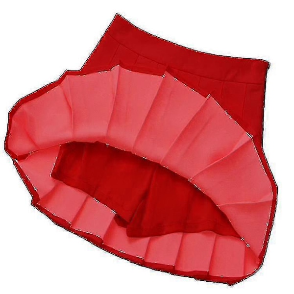 Tyttöjen korkeavyötäröinen pliseerattu vetoketjullinen tennishenkinen skater-minihame (lapset) Red 140cm  9-10 Years