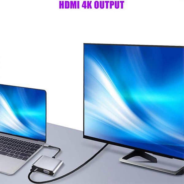 Usb C Hub, Usb C Til -kompatibel + Vga + Usb 4-i-1 Konverter, Understøtter 4k Hd Kvalitetsoutput, Til Pc