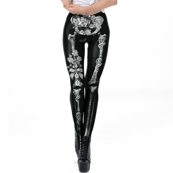 Halloween Leggings för kvinnor Roliga grafiska stretchiga byxor style 5 L