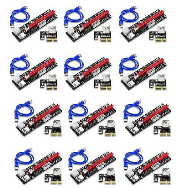 PCI-e Riser LED-kabel 1x till 16x Förlängningsadapter +60cm USB 3.0-kabel
