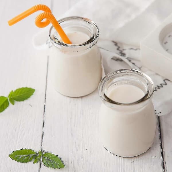 6 st 100 ml Yoghurtpudding Glasburkar Med Plastlock Mini Kopp Små Glasflaskor Desserter Dekorationer