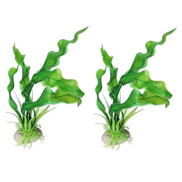 2 stk. Grøn Kunstig Plastik Græs Akvarium Ornament Vandplante Akvarium Dekoration Grøn