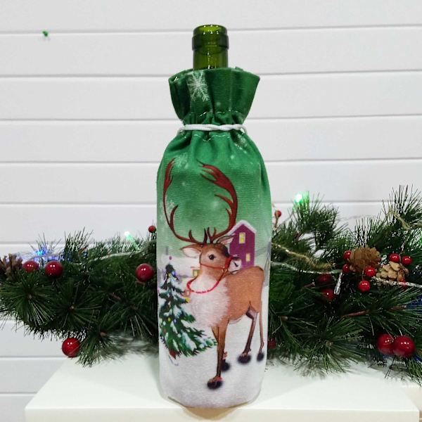 1 stk Kreativ Julevinflaske Sett Deksel Ornament Juledekorasjon For Hjem Jul Navidad Deco Noel Nyttårsgave 2022 Elk Style10