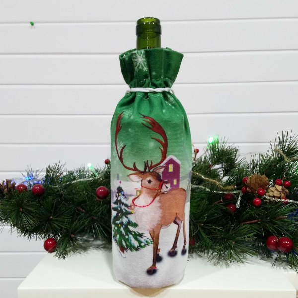 1st Creative Christmas Vinflaska Set Cover Ornament Juldekoration För Hem Xmas Navidad Deco Noel Nyårspresent 2022 Elk Style14