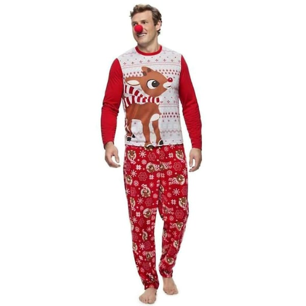 Jul Familj Matchande Pyjamas Set Älgtryck Julpyjamas Hemmakläder Men 1-2 Years