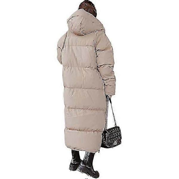 Naisten pitkä tikattu takki, hupullinen pitkähihainen puffer-takki s202412121443 Khaki XL