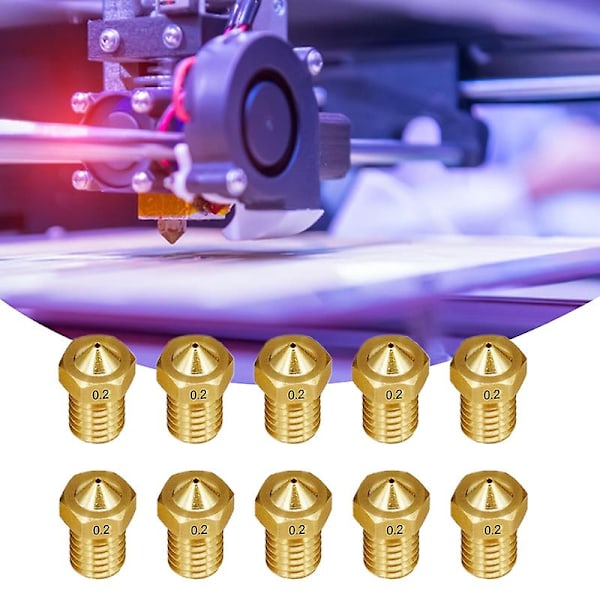 10 stk. 3D-printerdeler M6 Messingdyse for 1,75/3,0 mm V5 V6 Hotend Ekstruder