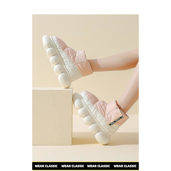 Snøstøvler for kvinner, for høst- og vinterpar, tykksålede, sklisikre, varme, vanntette bomull grey-khaki 40-41