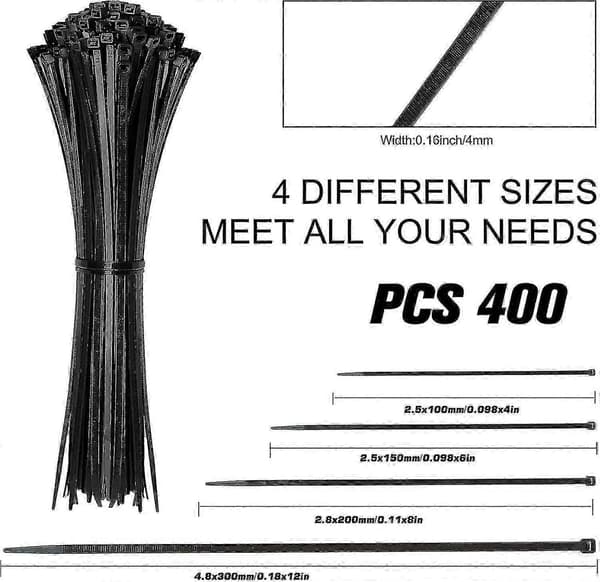400 Kabelbindere Selvlåsende Nylon Kabelbindere Kabelbindere Plastik Kabelbindere
