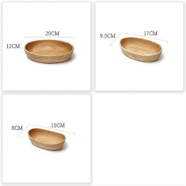 Ny Eik Båt Trebrett Solid Oval Skål Frukt Dessert Disk Plate Te Matrett Drikke Serveringsbrett Mat P