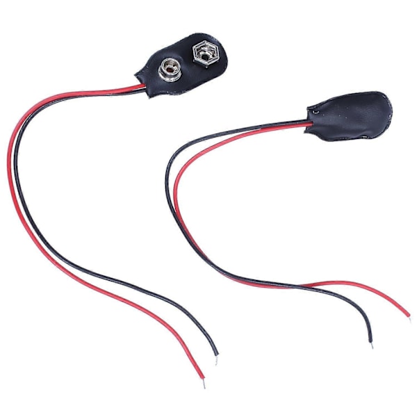 2 stk. 15 cm ledningskabel 9V 9 volt clip-stik I-type