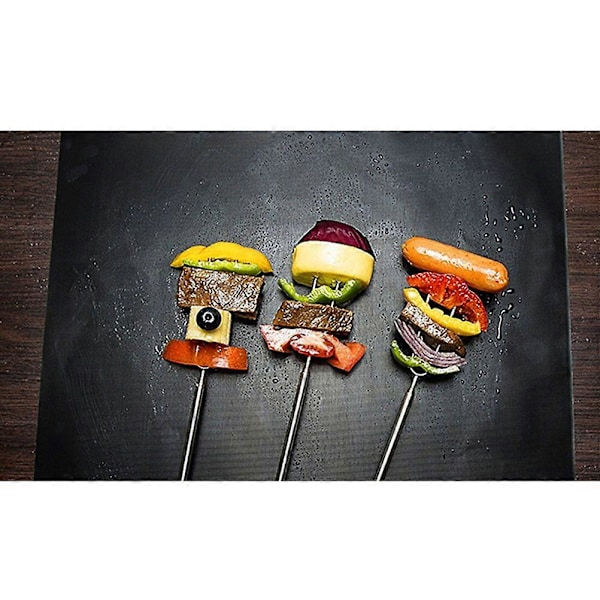 2 STK Varmebestandig Grillmåtte Non-Stick Køkken Bagemåtter Udendørs BBQ Pad (Sort)