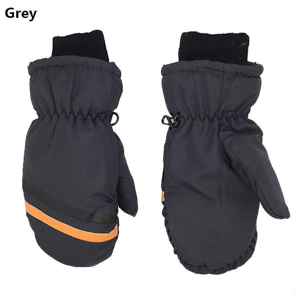 Lämpimät hiihtohanskat lapsille, talvi fleece vedenpitävät lämpimät lumilautailuhanskat 3 sormea hiihtoon ja lasketteluun Style2-grey