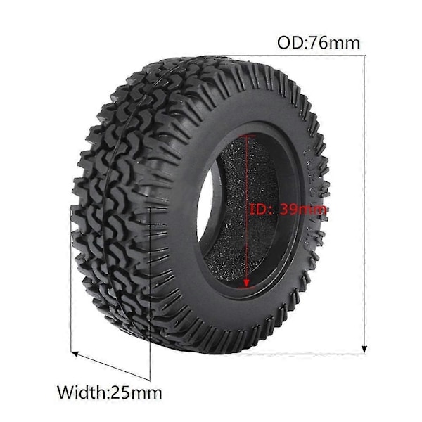 4 stk. 76mm 1.55 Metall Beadlock Felg Gummidekk For 1/10 Rc Crawler Bil Axial Yeti Jr Rc4wd D90