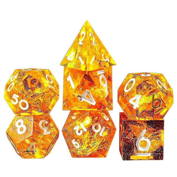 Polyhedral Terningesæt 7 Dele Skarpt Håndlavet Terningesæt Med Skarpe Kanter Til Rpg Bordspil Pathfinder
