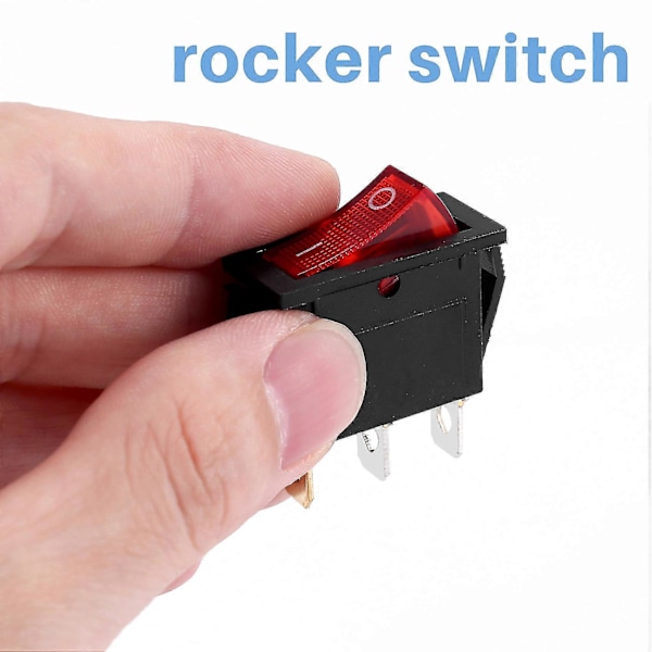 Rocker Switch PÅ AV Stark Bipolär 28x10mm 250V 15A 3 Terminaler RÖD