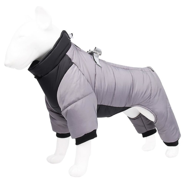 Pet Dog Jacka Quilted Puffed Coat Valp Hund Varma Vinterkläder Utomhus Color Block Väst Gray 2XL