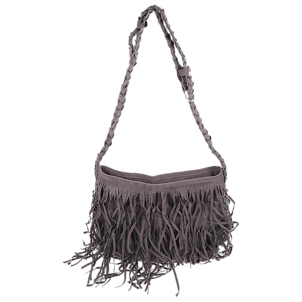 1 st Axelväska med Tofs Läder Tote Tofs Handväska Crossbody Väska Dam Frans Tofsväska (Grå)