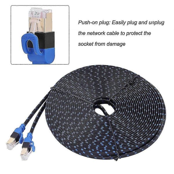 15m Platt Cat7 Ethernet-kabel RJ45 Patch-kabel för Nätverks-LAN