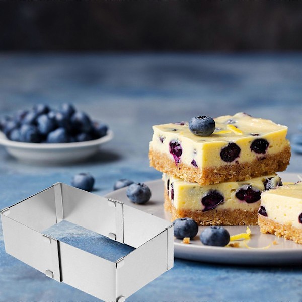 Firkantet Mousseform Kakeform i Rustfritt Stål Mousse Kutter Kakeform Dessertring Bakeverktøy (Sølv)