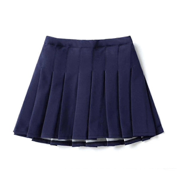 Högmidjad plisserad tennisinspirerad skater-minikjol med dragkedja för flickor (barn) Navy Blue 170cm  15-16 Years