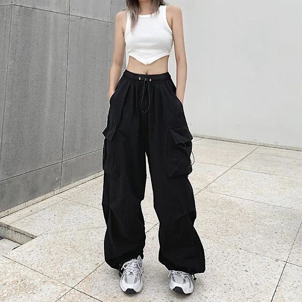 Y2k Streetwear Overalls Dame Casual Retro Løse Brede Ben style3 M