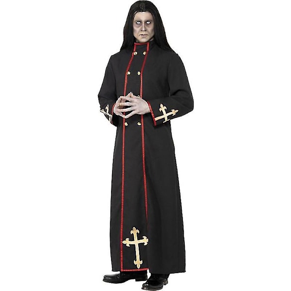 Halloween-mekot Karnevaali Halloween Mies Keskiaika Pappi Paavi Puku Kirkko Uskonnollinen Papin Kaapu Cosplay Hieno Juhlapuku Korkealaatuinen L-Priest