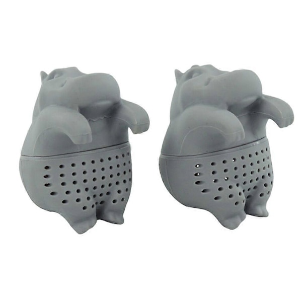 Flodhäst Silikon Teinfuser Löst Te Blad Tesil Filter Diffuser Kökstillbehör Prylar (Grå)