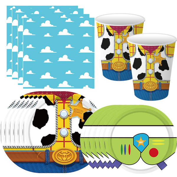 Blå Himmels Vita Moln Tema Festtillbehör Tecknad Toy Story Engångsservis Mugg För Barn Pojkar Födelsedagsfest Dekorationer 50pcs set