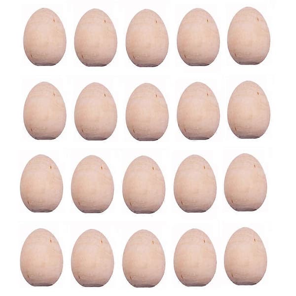 20 stk. Påske DIY Tre Eggpynt Tegne Eggrekvisitter for Barn Graffiti Egg