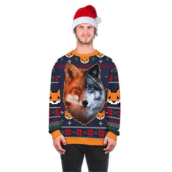 Unisex dyreprint crew neck grim jule Xmas pullover sweatshirt XL