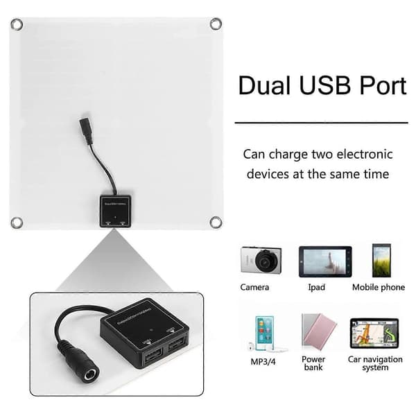 Solpaneloplader, 100w Dobbelt Usb Dc 18v Fleksibelt Solcelleopladningspanel, Bilbatteri, Mobiltelefon