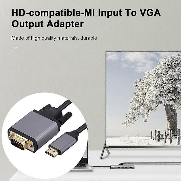 Adapterkabel 1080P HDMI-kompatibel till VGA-kabel Konverter Adapter Linje för TV Laptop Projektor Monitor