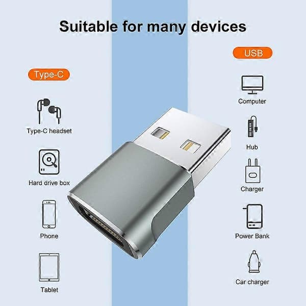 Aluminiumlegering Type-c Hun til USB 3.1 Han Konverter Adapter til Telefon/Laptop