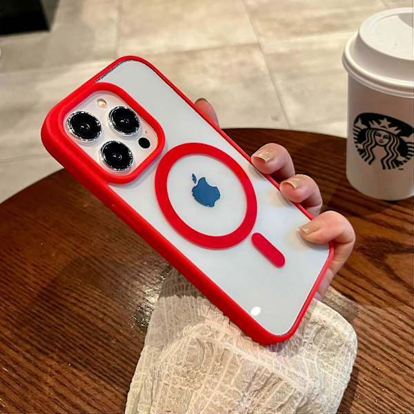 Luksus Akryl Magnetisk Gennemsigtigt Telefoncover Til iPhone 15 14 13 12 11 Pro Max Mini X Xs Xr 7 8 Plus Magsafe Trådløs Opladningscover Red For iPhone 14