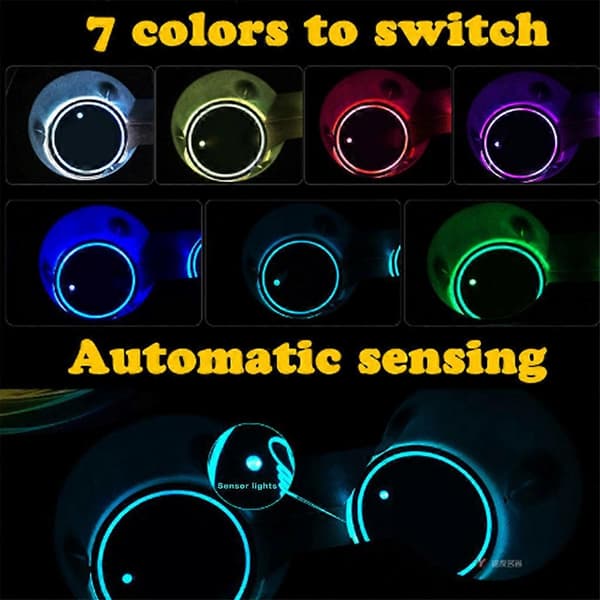 Bil LED Coaster Lysende RGB Lys Matte Atmosfære Energibesparende Koppholder Pad