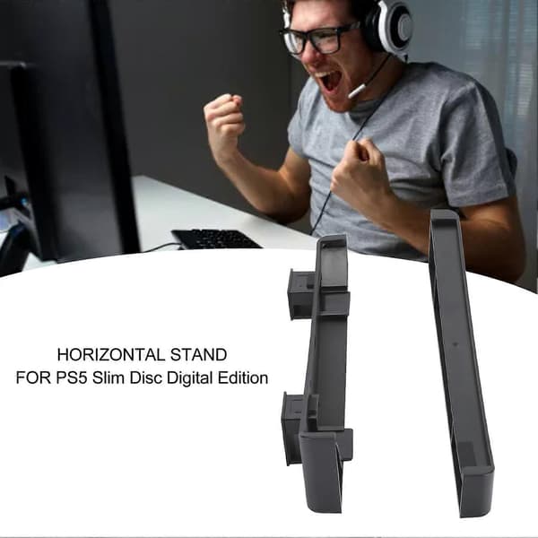 Horisontal Stativ til PS5 Slim Konsol med Varmeafledning Stabil Base Stativ Tilbehør til PS5 Slim Disc Digital Edition Sort