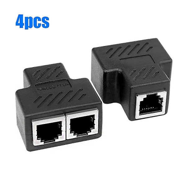 4 stk. Rj45 Ethernet Splitter Kobling 1 til 2 Splitter Adapter for Samtidig Internettilgang