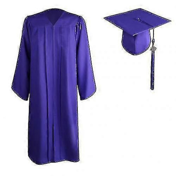 2022 Voksen Lynlås Lukning Universitet Akademisk Dimissionskåbe Robe Mortarboard Hat Purple XXL
