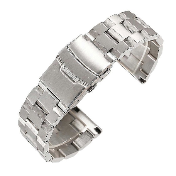 18/20/22/24mm Klokkereim Erstatning Doble Spenner Rustfritt Stål Armbånd 20mm Silver