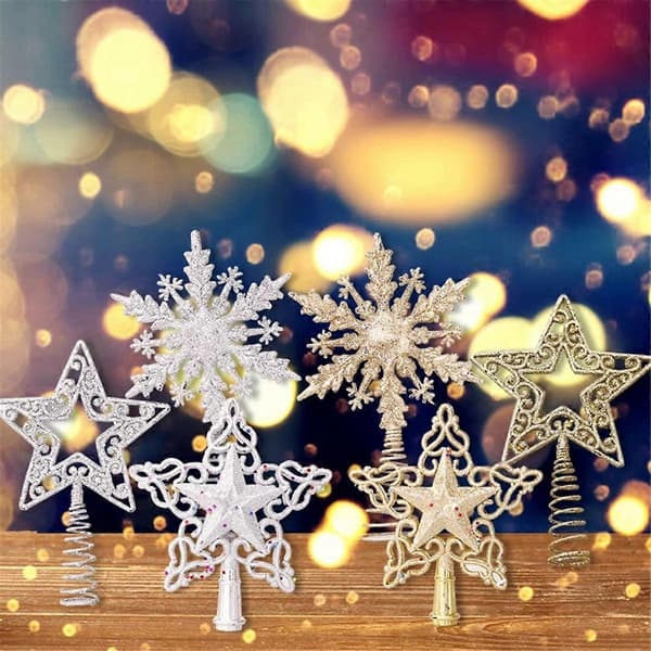 Glittrande Stjärnor Julgran Snöflinga Ornament Silver