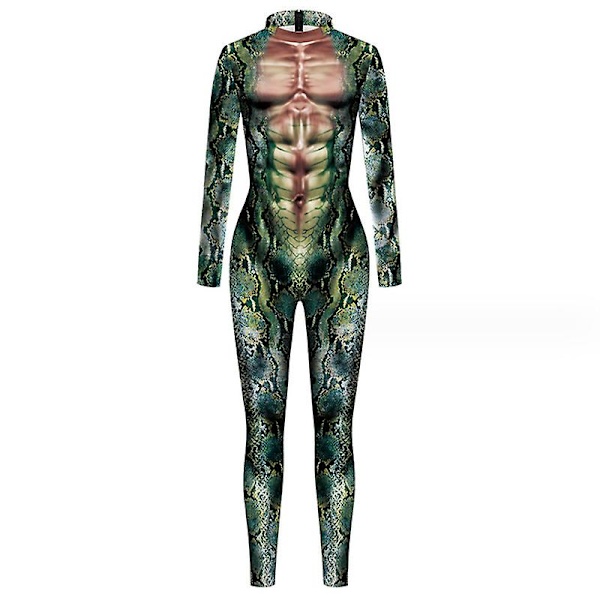 Halloween Ormdräkt Cosplay Bodysuit för Kvinnor 3d Skinny Stretch Kostym COLOR 1 L