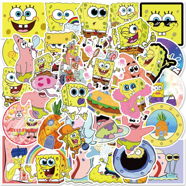50 st tecknade söta havsvarelser Spongebob barnklistermärken TQ50-0287