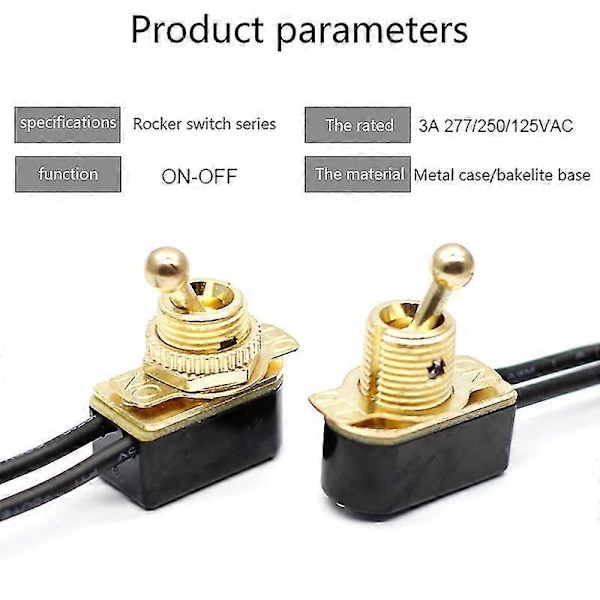 AC 250V 6A På/Av Förkopplad Standard Vippströmbrytare Med Kabel MT-2021 SPST