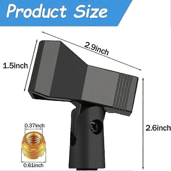 Mikrofonklips For Stativ Med 5/8 tommer Til 3/8 tommer Adaptere Mikrofonklips Holder Justerbar Mikrofon