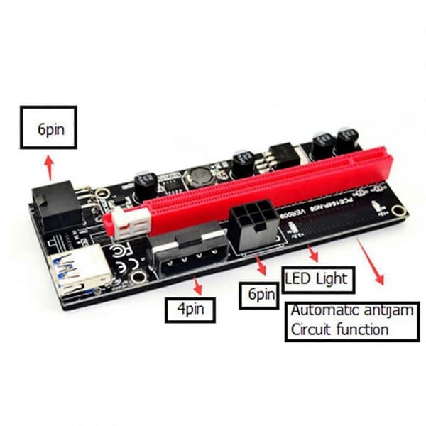 18 stk. Ver009 USB 3.0 PCI-e Riser Ver 009s Express 1x til 16x Extender Riser Adapterkort Sata 15pin