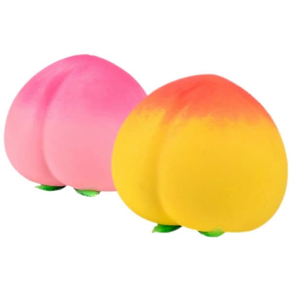2 st Persikoformade Stressbollar Simuleringsfruktformade Stressleksaker Stretchiga Dekompressionsleksaker